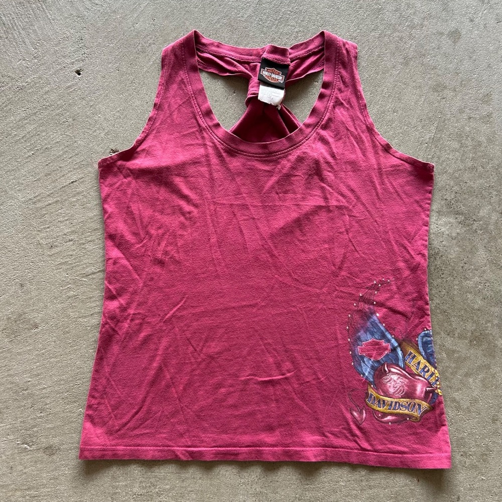 Vintage Harley Davidson Tank Top Womens Large Pink Shirt Route 66 Albuquerque NM